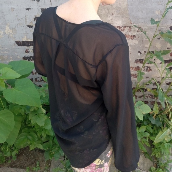 Black Sheer Long Sleeve Top - Picture 7 of 14